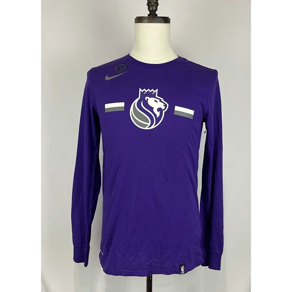 NEW Nike NBA Sacramento Kings Mens Purple Dri-Fit Long Sleeve Tee Shirt Size S